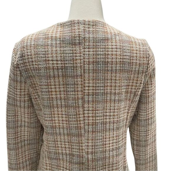 Messini MnTweed Plaid Metallic Blazer Classic Sophisticated Fall Winter Retro - Picture 6 of 11
